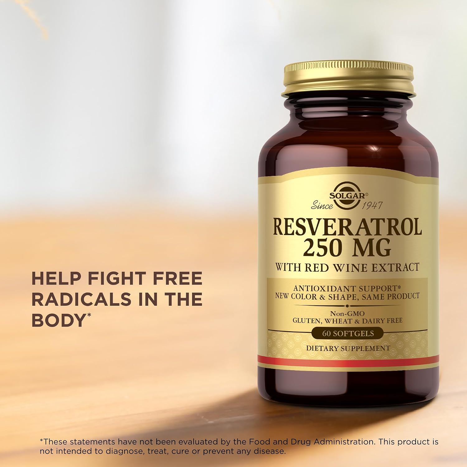 Solgar Resveratrol 250 mg, 60 Softgels