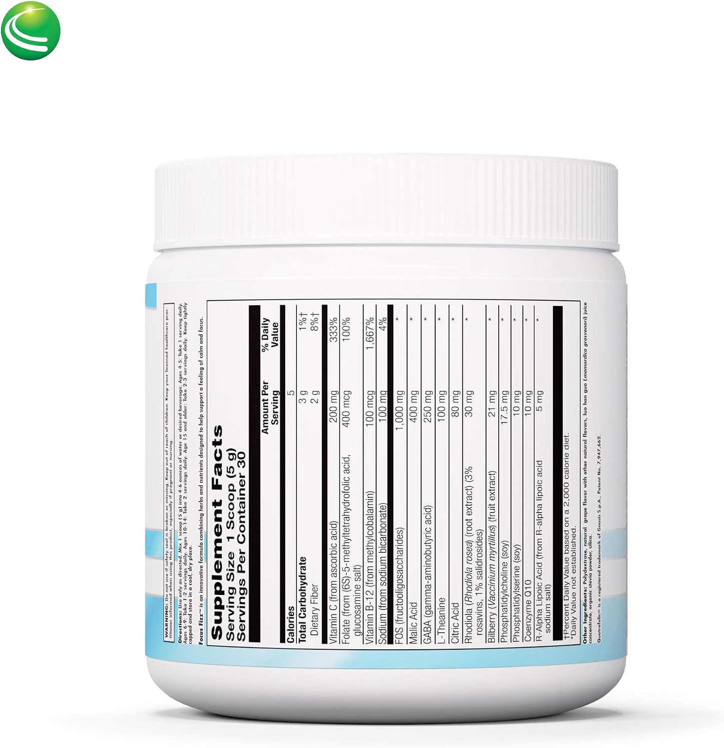Nutra BioGenesis Focus Fizz – GABA L-Theanine Powder Supplement for Women and Men, 150 g