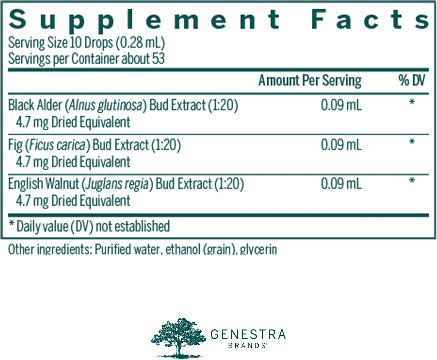 Genestra Brands Digest-gen | Black Alder, Fig, and English Walnut Herbal Supplement | 15 ml