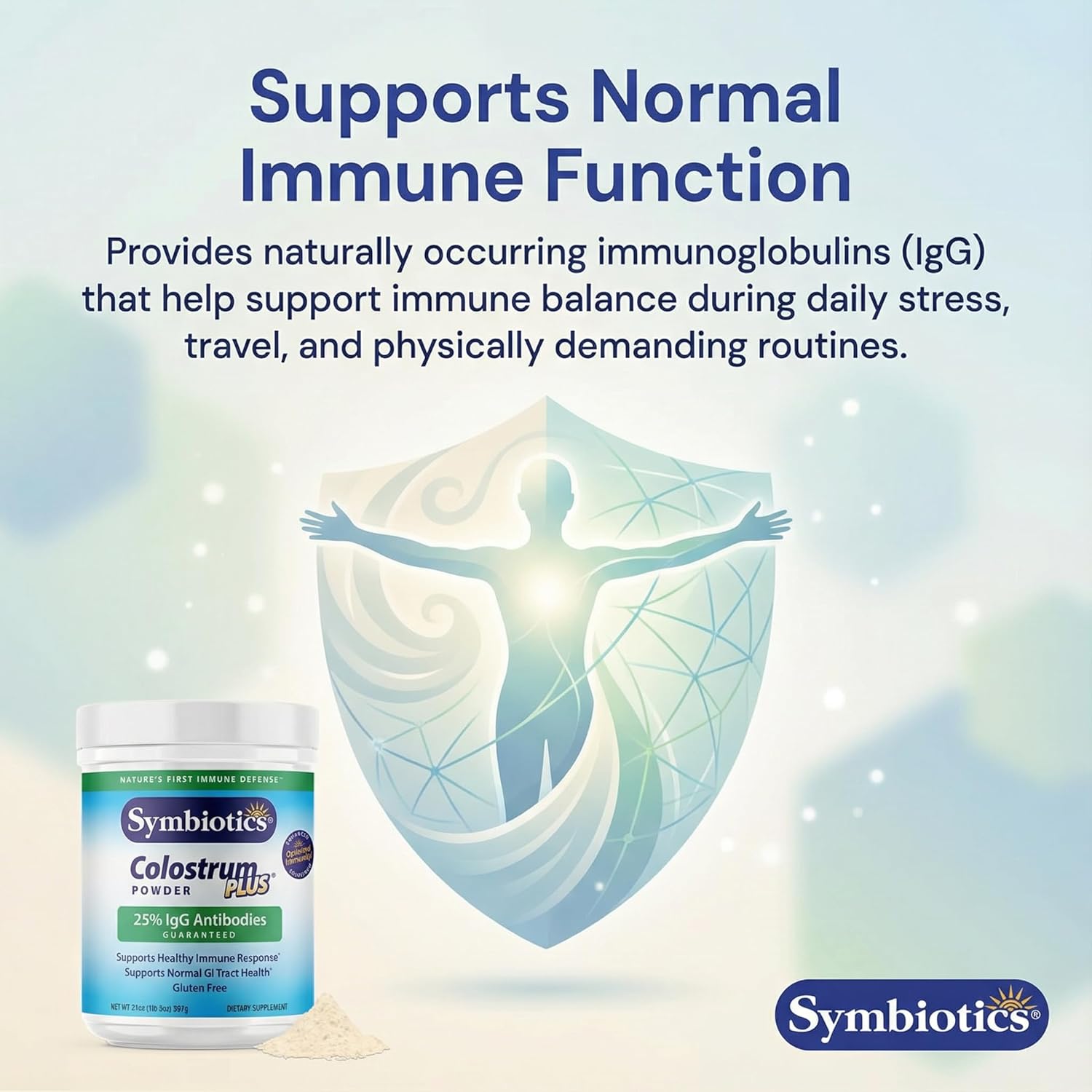 Symbiotics Colostrum Plus Powder – Immune & Muscle Recovery Support with 25% IgG Immunoglobulins, Unflavoured, Gluten-Free (179 g)