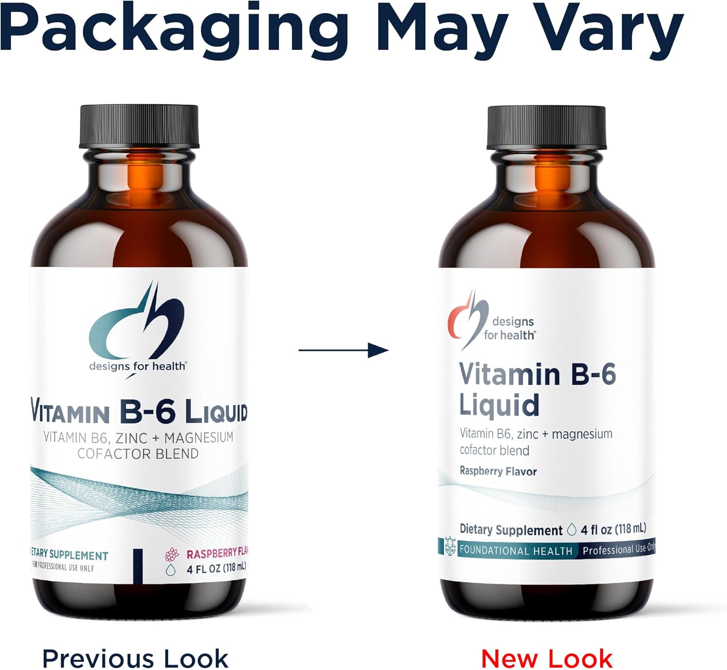 Designs for Health Vitamin B6 Liquid - 50 mg with Magnesium Chelate and Zinc - Raspberry Flavour, 118 mL (24 Servings)