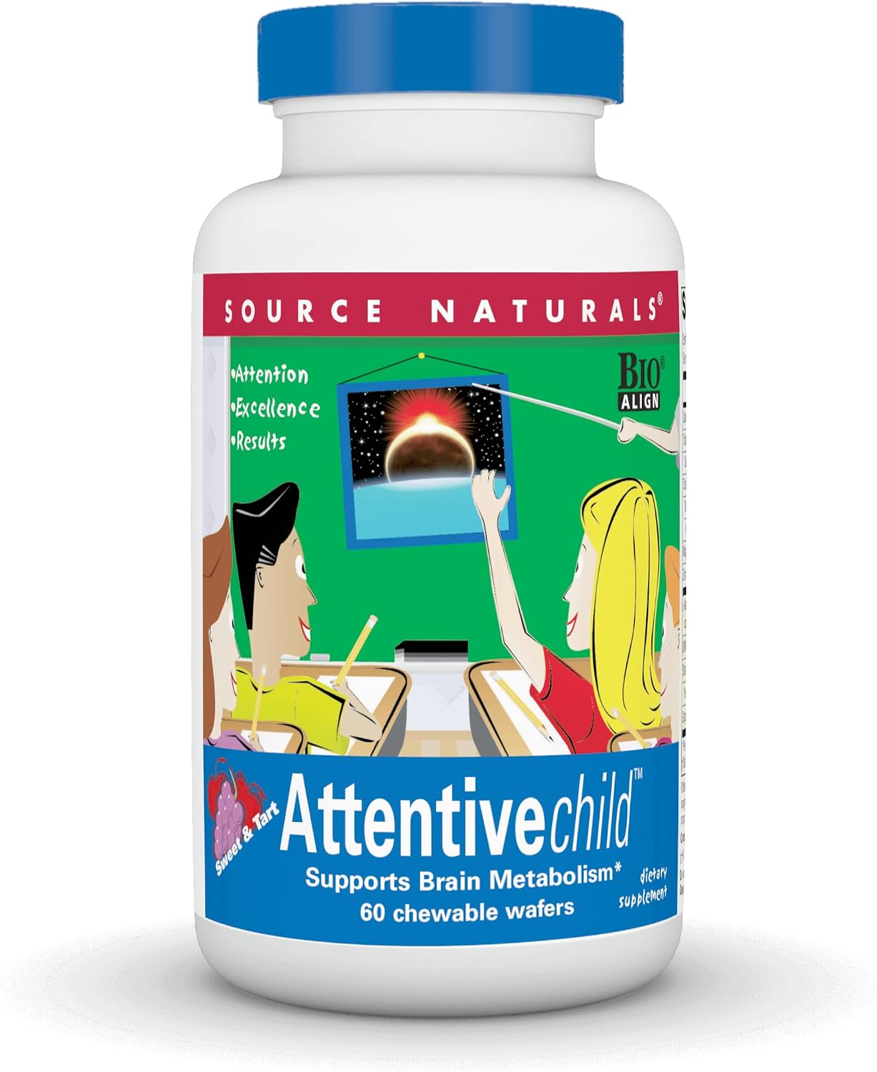 Source Naturals Attentive Child - Cognitive Support for Active Children - 60 Chewable Wafers
