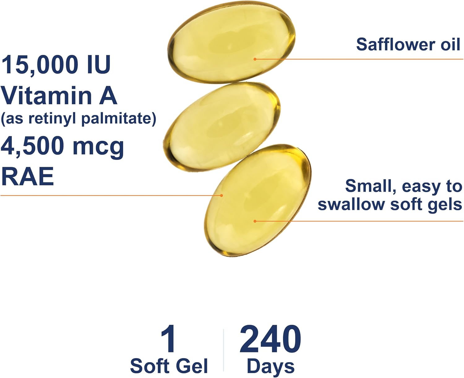 Carlson Vitamin A 15,000 IU (4,500 mcg RAE) Palmitate, 240 Softgels