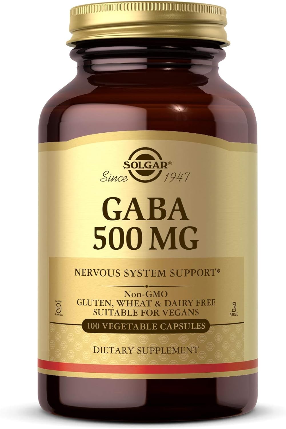 Solgar GABA 500 mg, 100 Vegetable Capsules – Nervous System Health & Relaxation