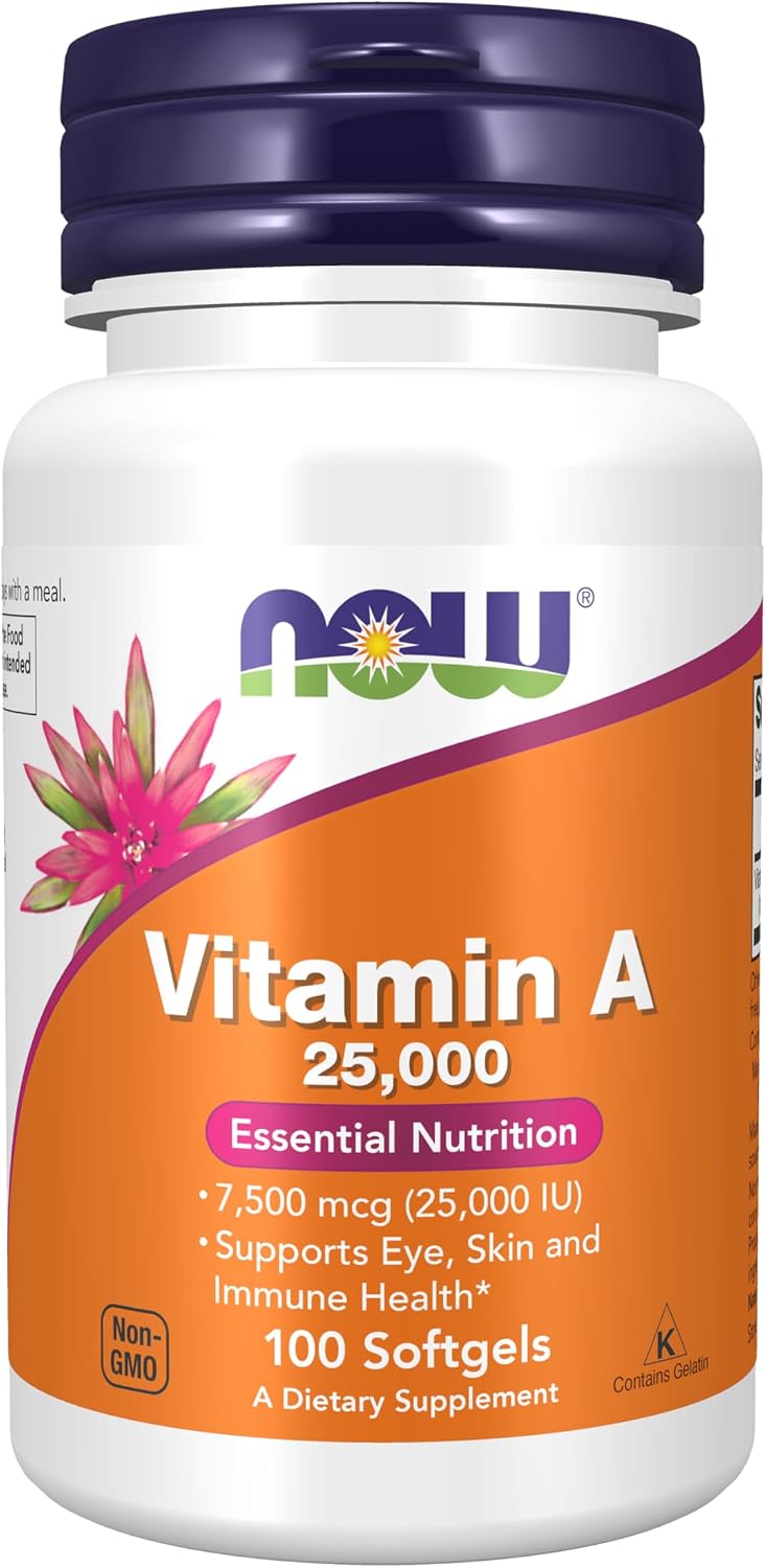 NOW Foods Vitamin A 25,000 IU from Fish Liver Oil - 100 Softgels