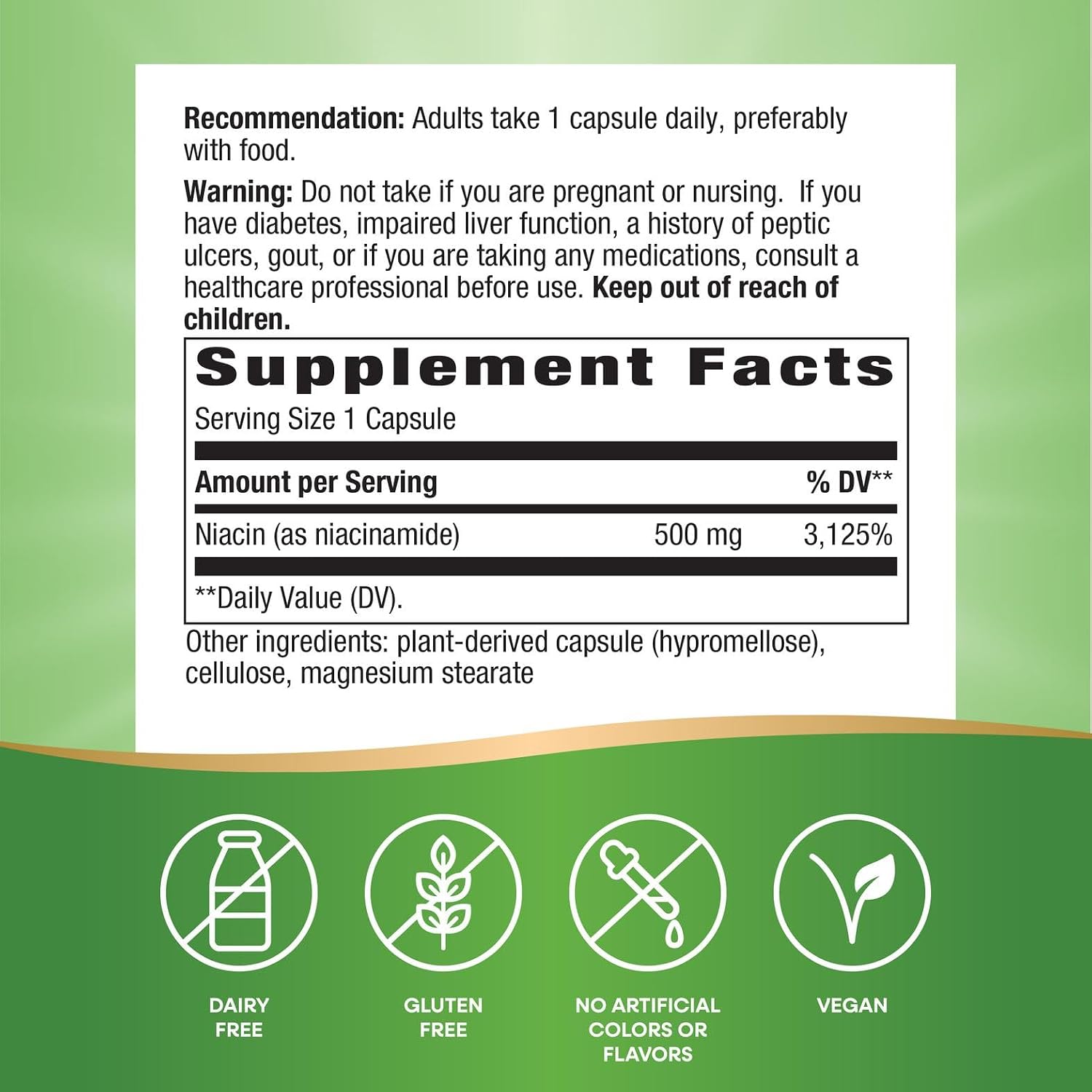 Nature's Way Niacinamide - Non-Flushing Vitamin B3, 500 mg, 100 Capsules