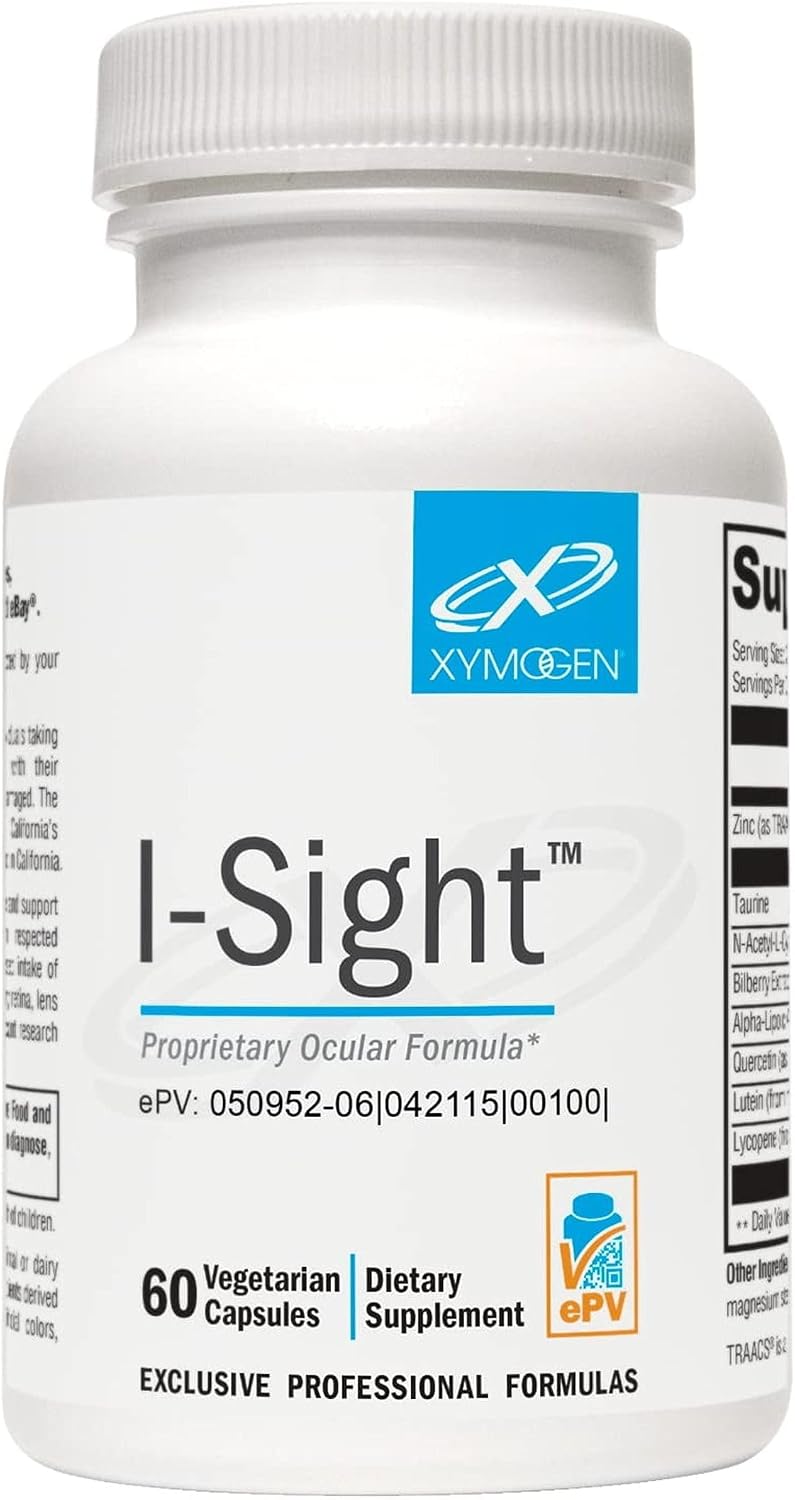 XYMOGEN I-Sight - Eye Health & Vision Support - Antioxidant Nutrient Formula - Supports Macula, Retina & Lens Health - Vegetarian, Gluten-Free & Dairy-Free - 60 Capsules
