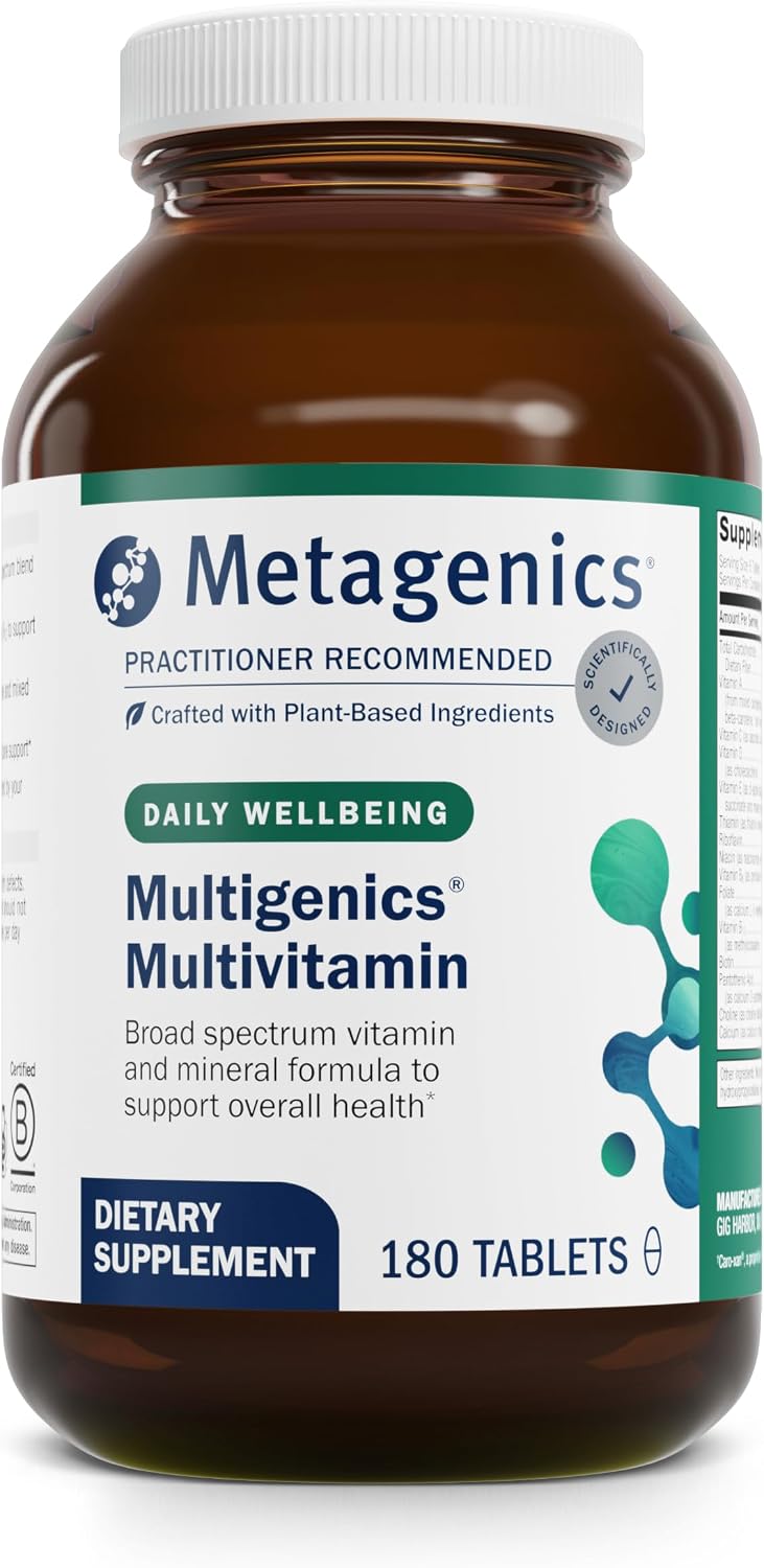 Metagenics Multigenics Multivitamin - Daily Multivitamin with Beta-Carotene, Folic Acid, Calcium & Magnesium - Supports Bone, Heart, Immune & Cellular Health - Non-GMO, Gluten-Free - 180 Tablets