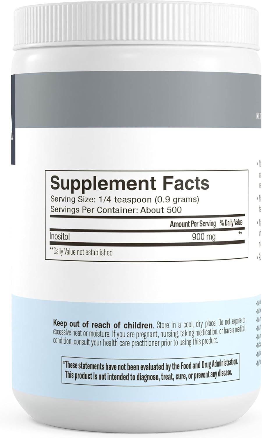 FREEDA Pure Myo-Inositol Powder – 454 g (16 oz)
