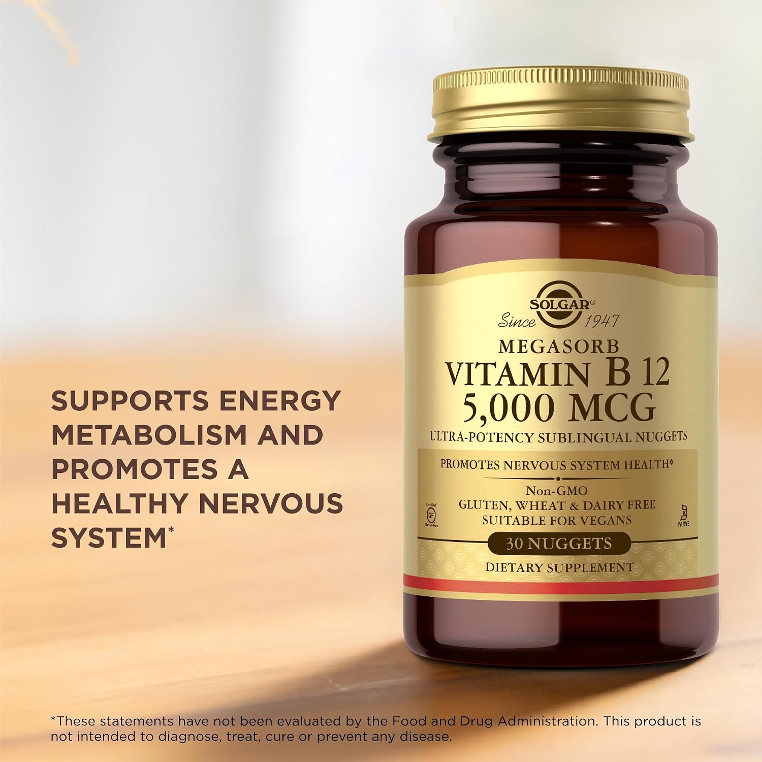 Solgar Vitamin B12 5000 mcg Sublingual Nuggets – 30 Servings