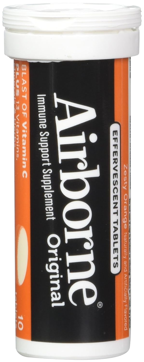 Airborne Zesty Orange Effervescent Tablets - Vitamin C 1000mg Immune Support (Pack of 3)