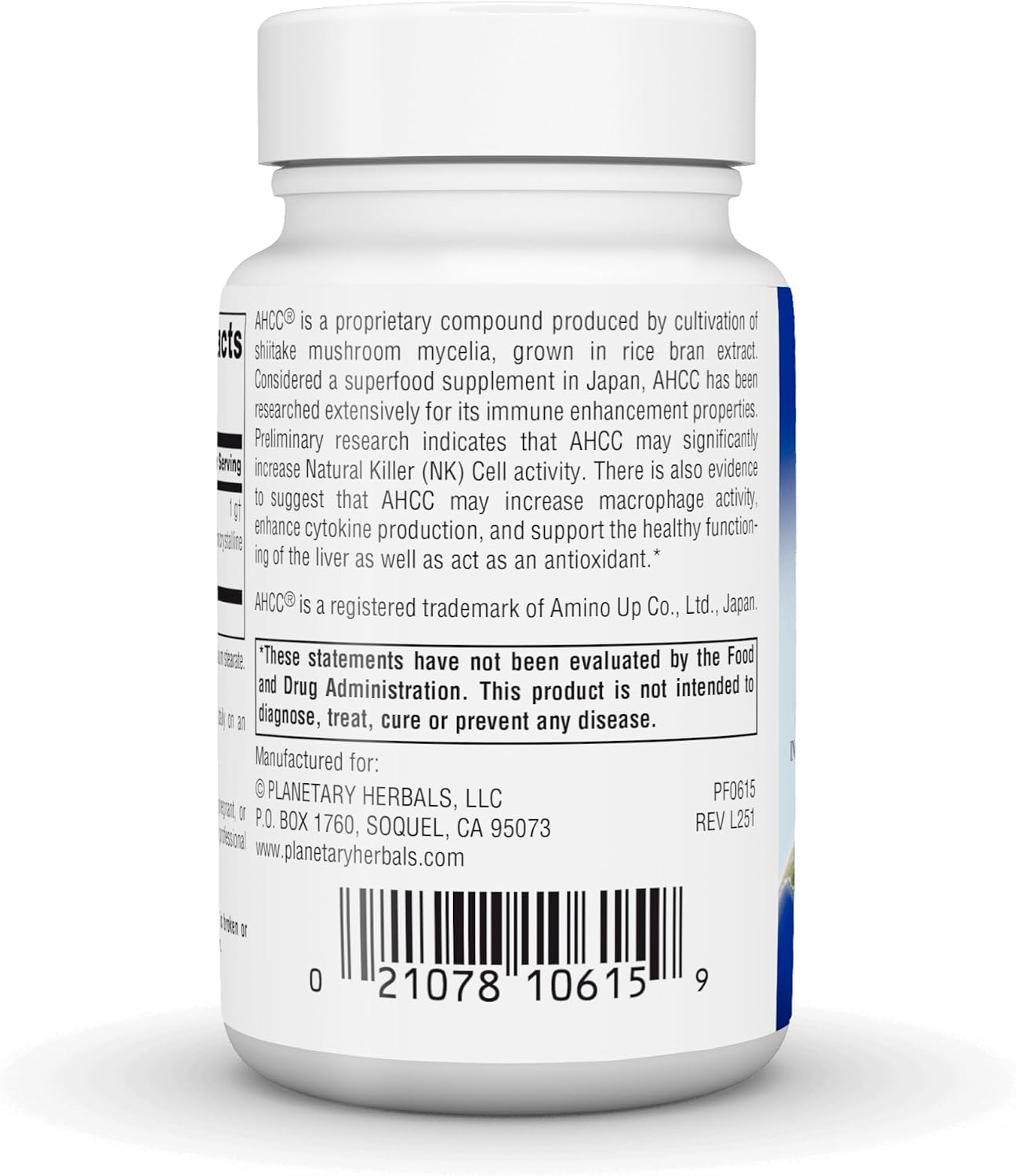 Planetary Herbals AHCC, for Immune System Support* 500 mg – 30 Capsules