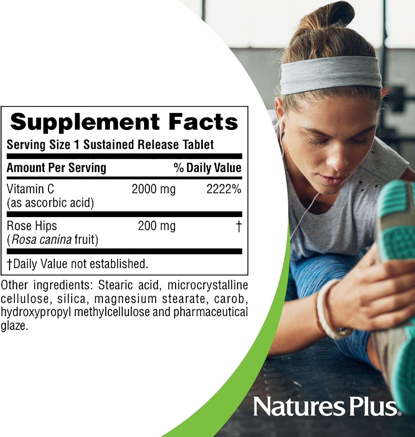 NaturesPlus Ultra-C 2000 mg - 90 Tablets - Vitamin C with Rose Hips - Immune & Antioxidant Support - Vegetarian, Gluten-Free