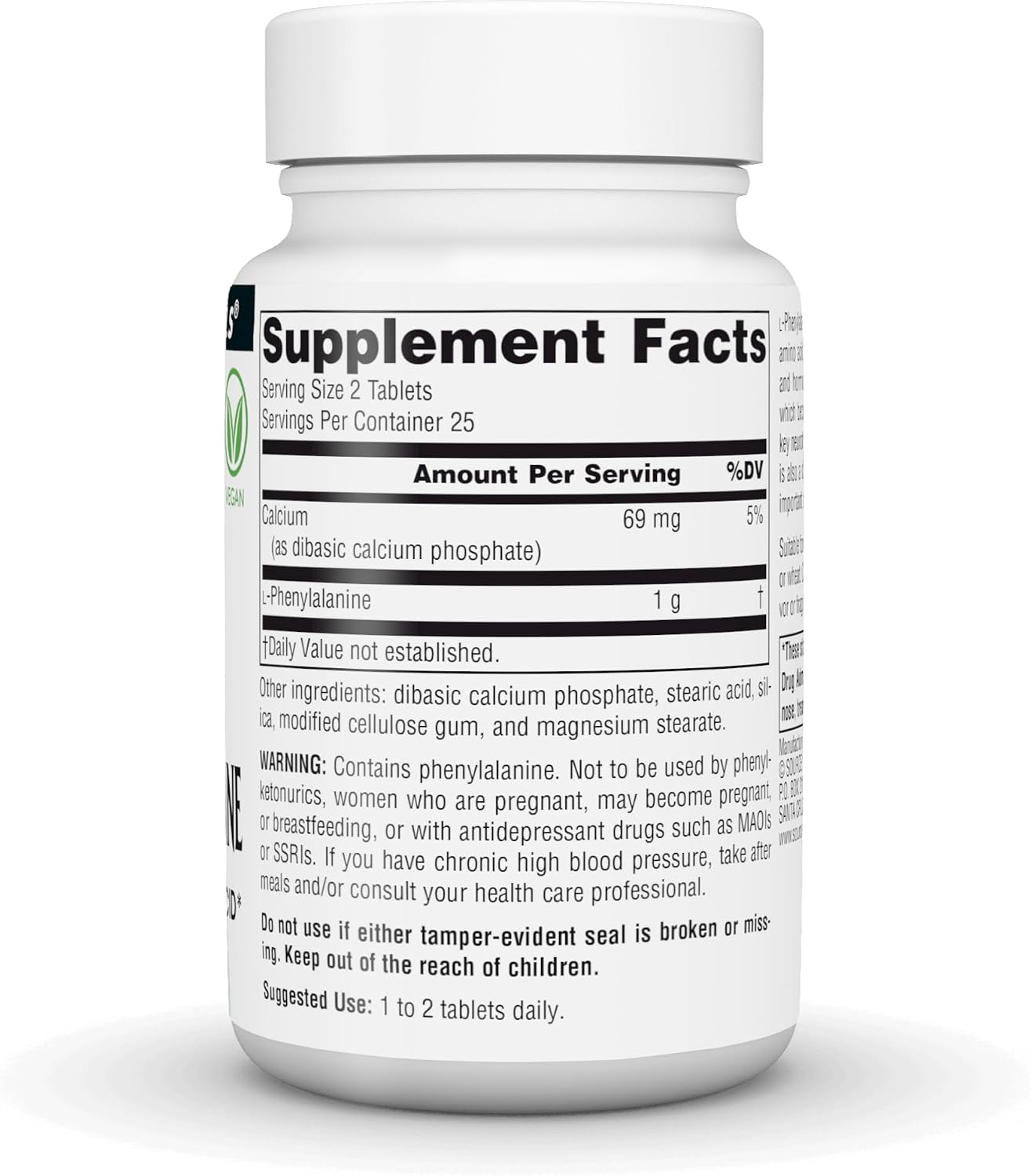 Source Naturals L-Phenylalanine, Free Form Essential Amino Acid - 500 mg - 50 Vegan Tablets