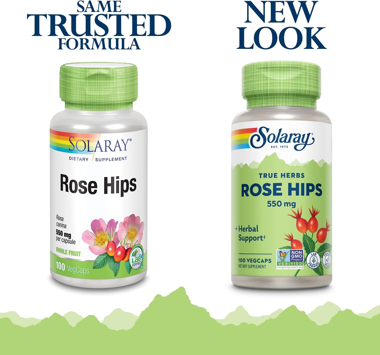 Solaray Rose Hips 550 mg – Natural Rose Hips Capsules, a Source of Vitamin C, Antioxidants, and Bioflavonoids – 100 Vegan Capsules