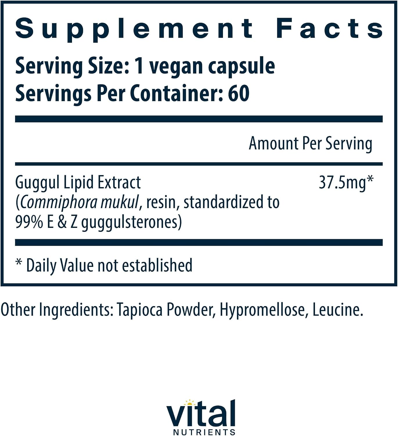 Vital Nutrients Guggul E & Z – Vegan Guggul Supplement – 60 Capsules