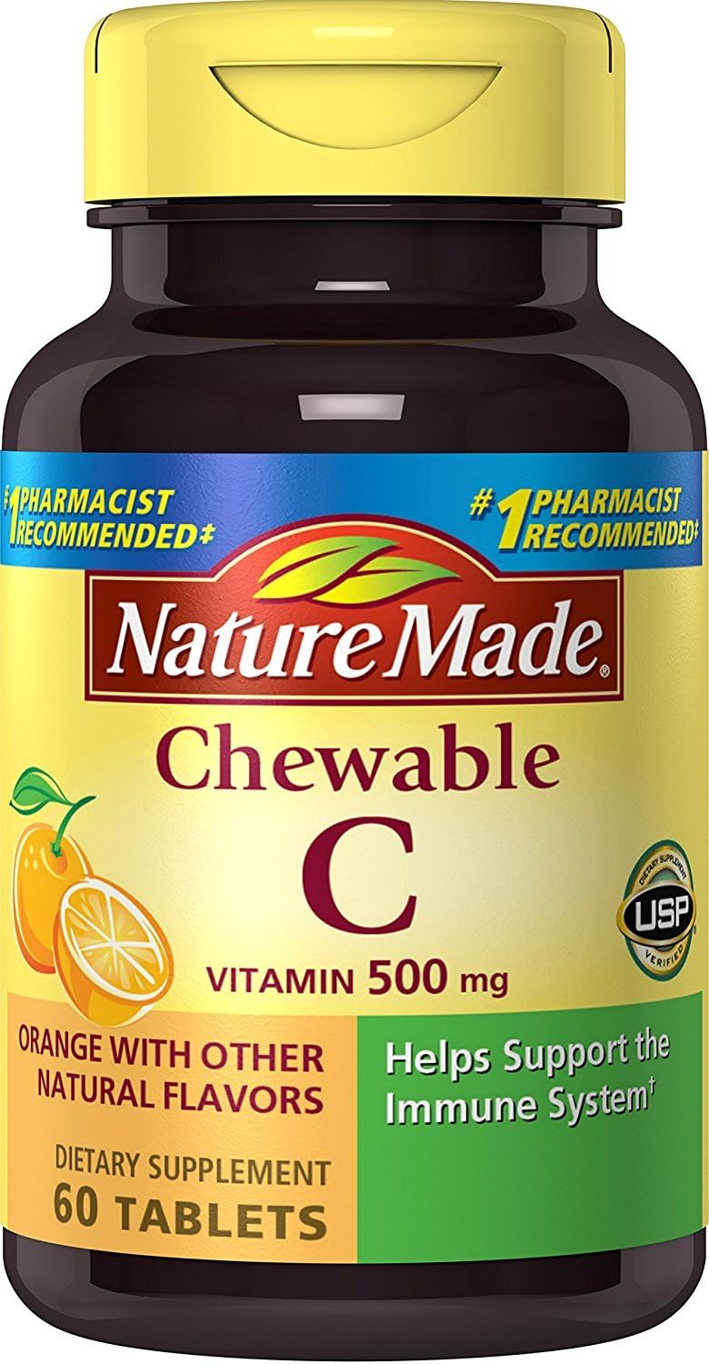 Nature Made Chewable Vitamin C 500 mg Tablets - 180 Tablets (3-Pack)