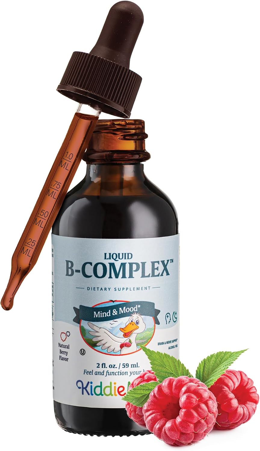 Maxi Health Liquid Vitamin B Complex – 9 Essential B Vitamins with B1, B6, B12 (Methylcobalamin) – Supports Energy, Brain Function & Immune Function – Raspberry, 60 mL