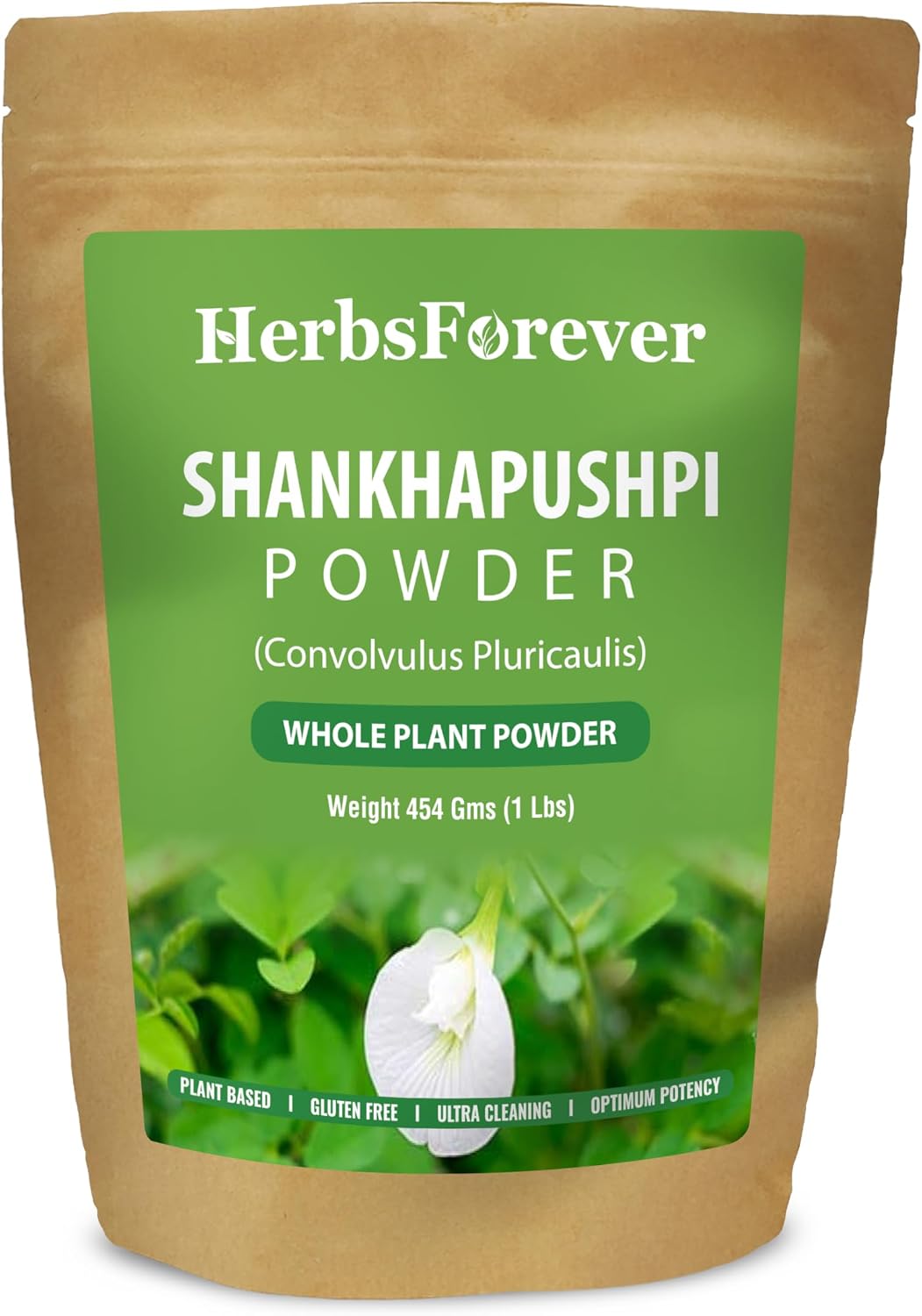 HerbsForever Shankhpushpi (Convolvulus Pluricaulis) Whole Plant Powder - 454 g (16 oz)