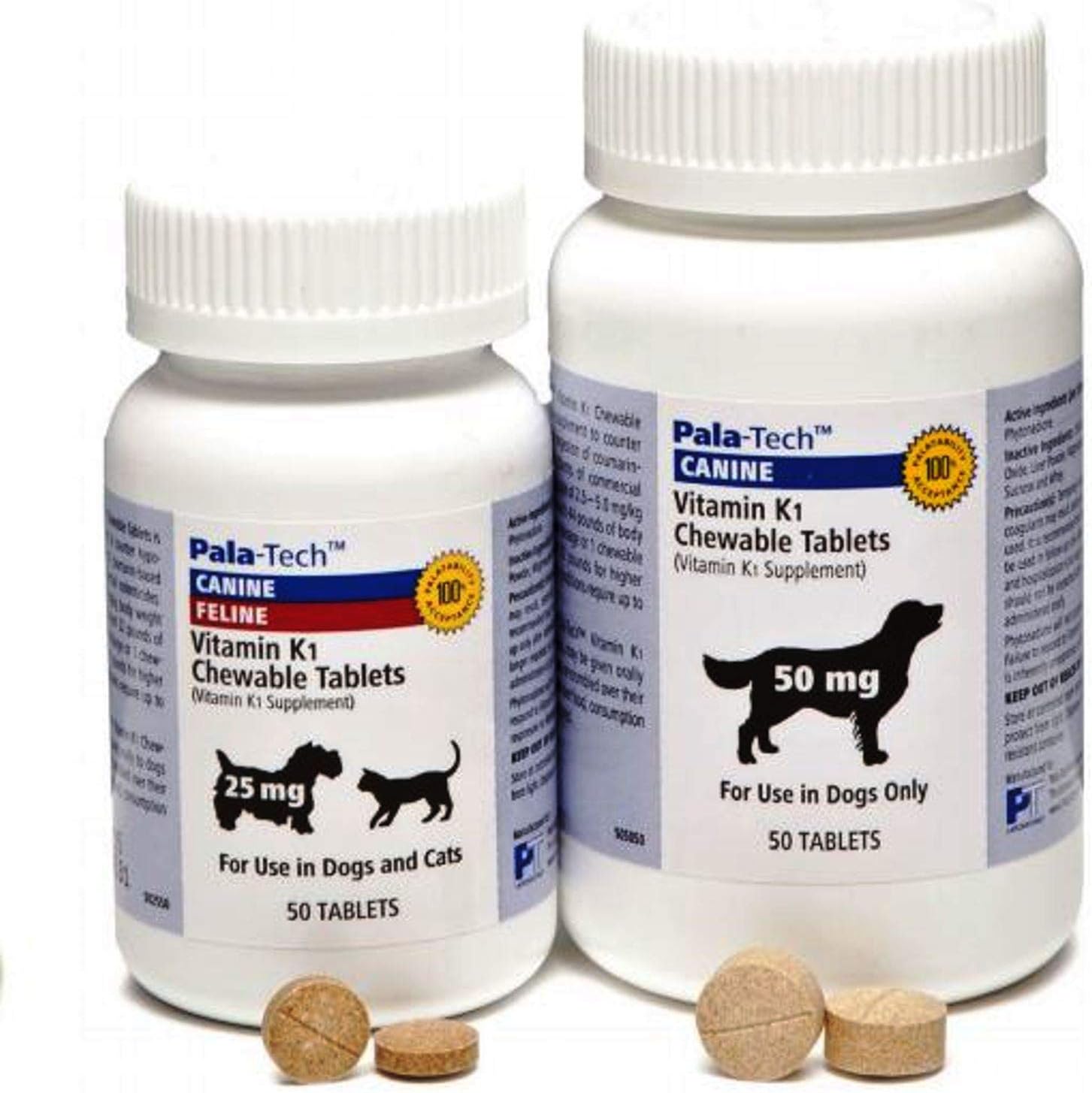 Pala-Tech Vitamin K1 Chewable Tablets for Dogs – Counteracts Hypoprothrombinemia – 50 mg, 50 Tablets