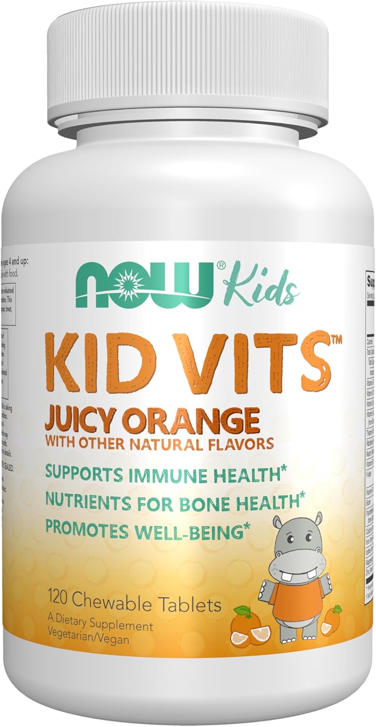 NOW Foods Kid Vits Multivitamin – Juicy Orange – 120 Chewable Tablets