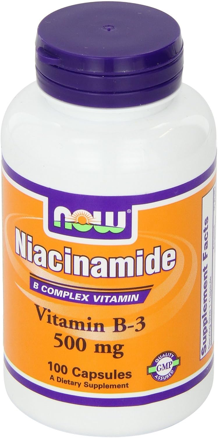 NOW Foods Niacinamide 500 mg, 100 Capsules (Pack of 2)