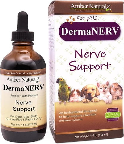 Amber NaturalZ DermaNERV Herbal Supplement for Dogs, Cats, and Small Pets - 1 fl oz (30 mL)