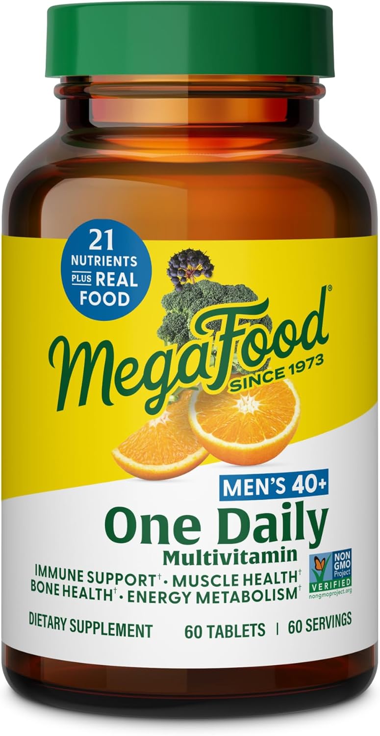 MegaFood Multivitamin for Men 40+ – One Daily with Methylated B12, Vitamin D3, C & Zinc – Muscle & Bone Health, Energy Metabolism, Immune Support – 30 Tablets