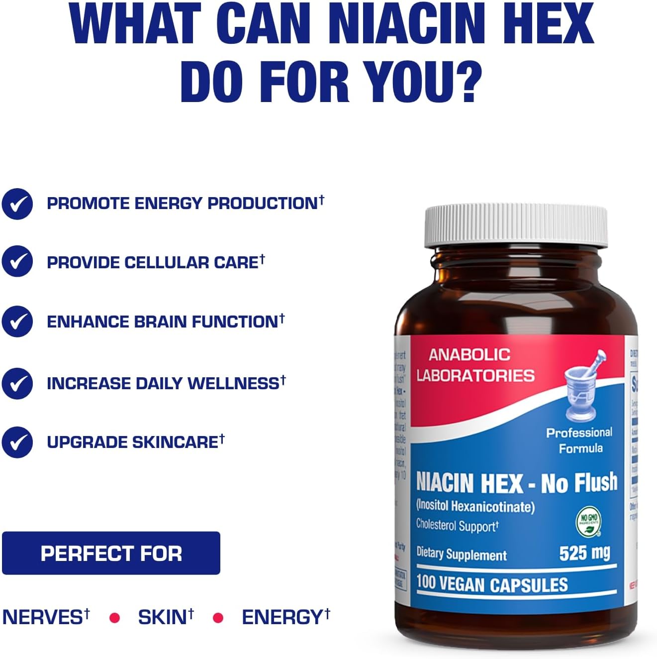 High Absorption Vitamin B3 Niacin (Flush-Free) – Clinical Formula – 100 Servings
