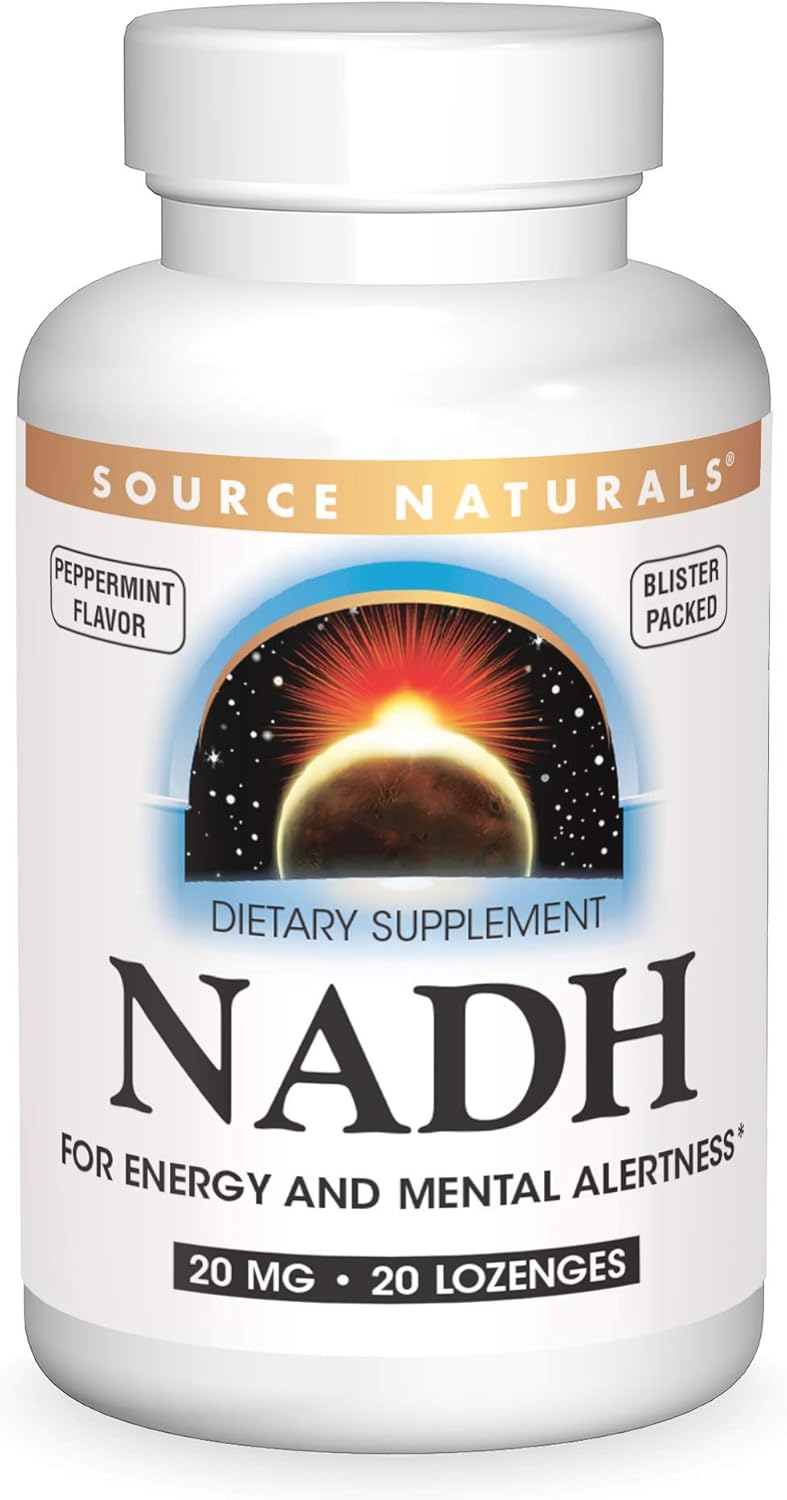 Source Naturals NADH 20mg – Boost Energy and Mental Alertness – 10 Lozenges