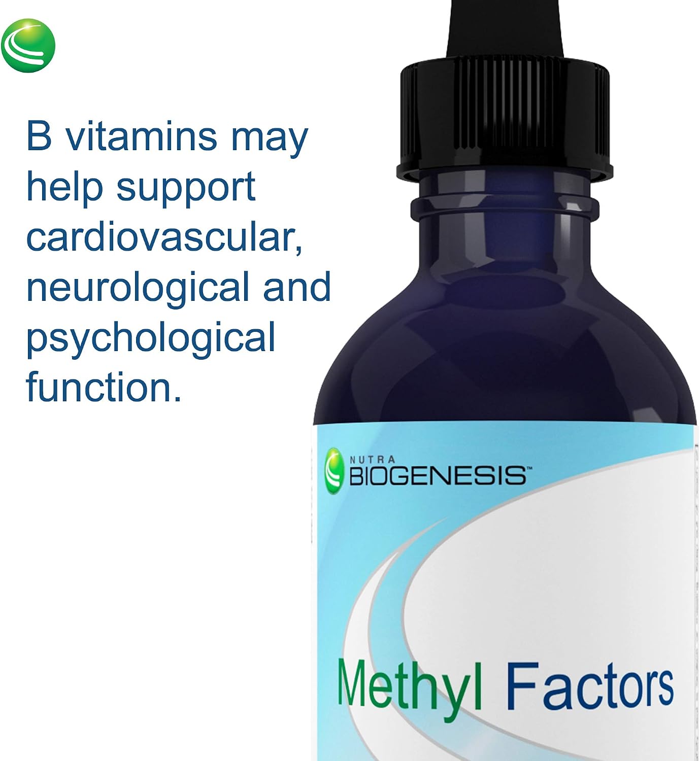 Nutra BioGenesis Methyl Factors - Vitamin B12 Drops with Methylfolate, Sublingual Liquid, Sugar-Free Cherry Flavour, 60 mL