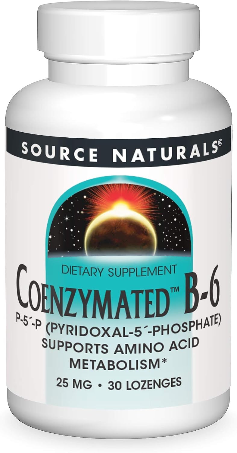 Source Naturals Coenzymated B-6, P-5-P Pyridoxal-5-Phosphate, 25 mg - 120 Lozenges