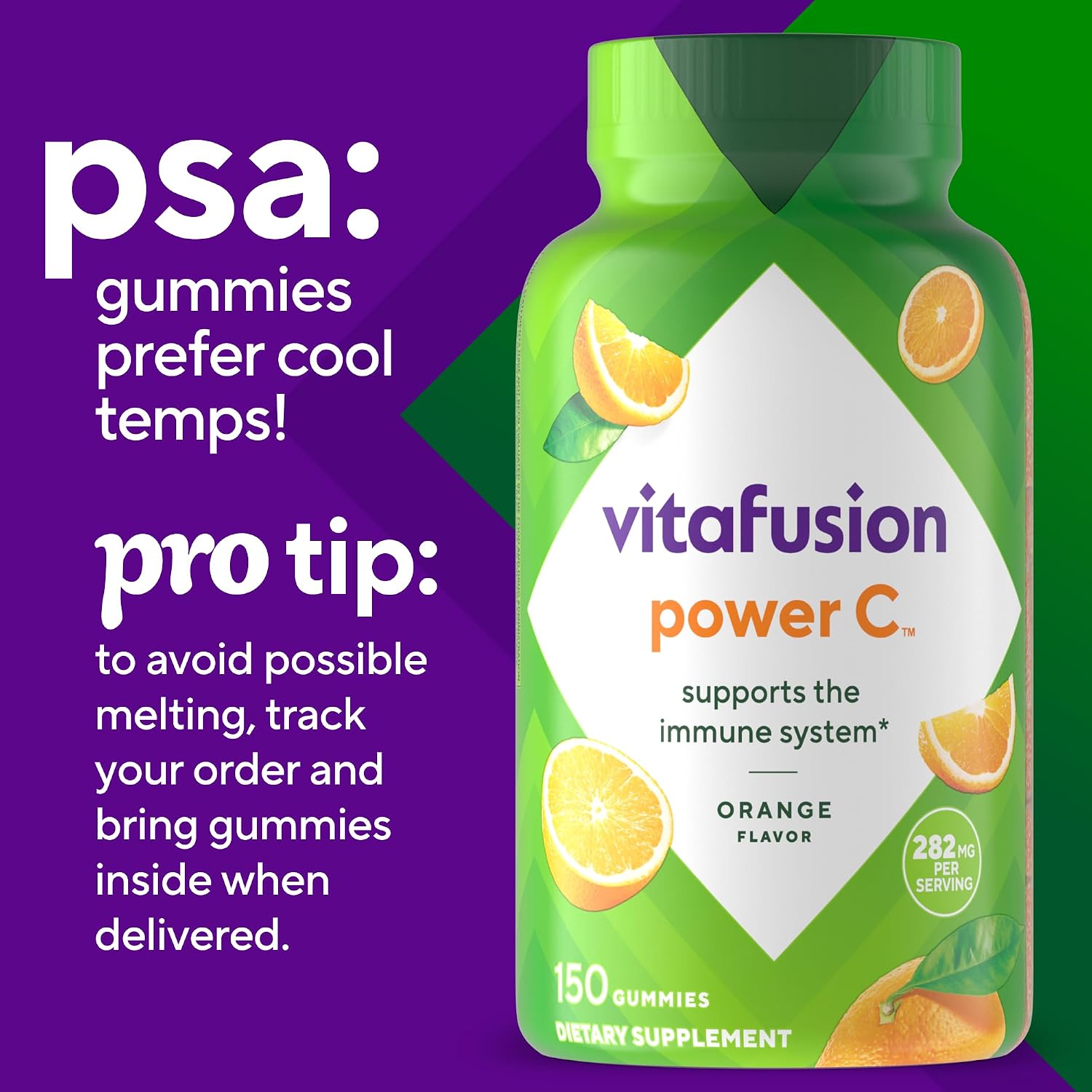Vitafusion Power C Vitamin C Gummies - Orange Flavoured - 282 mg - 150 Count