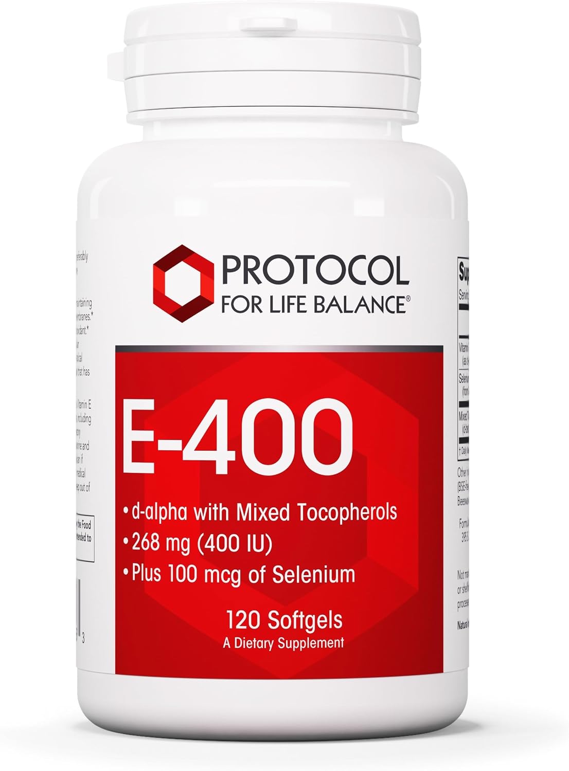 PROTOCOL FOR LIFE BALANCE E-400 Vitamin E 400 IU with Selenium – 120 Softgels