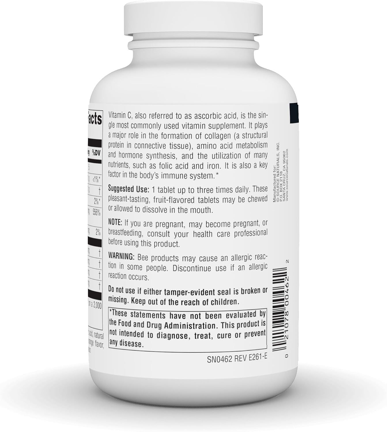 Source Naturals Chewable C, Acerola Cherry, 500mg - 100 Fruit Flavoured Tablets