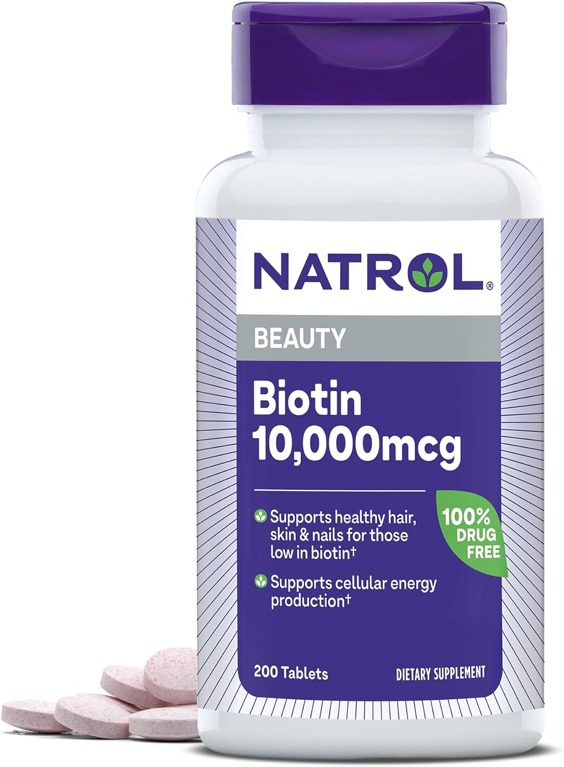 Natrol Beauty Biotin 10,000mcg Vitamins for Beauty, 100 Tablets