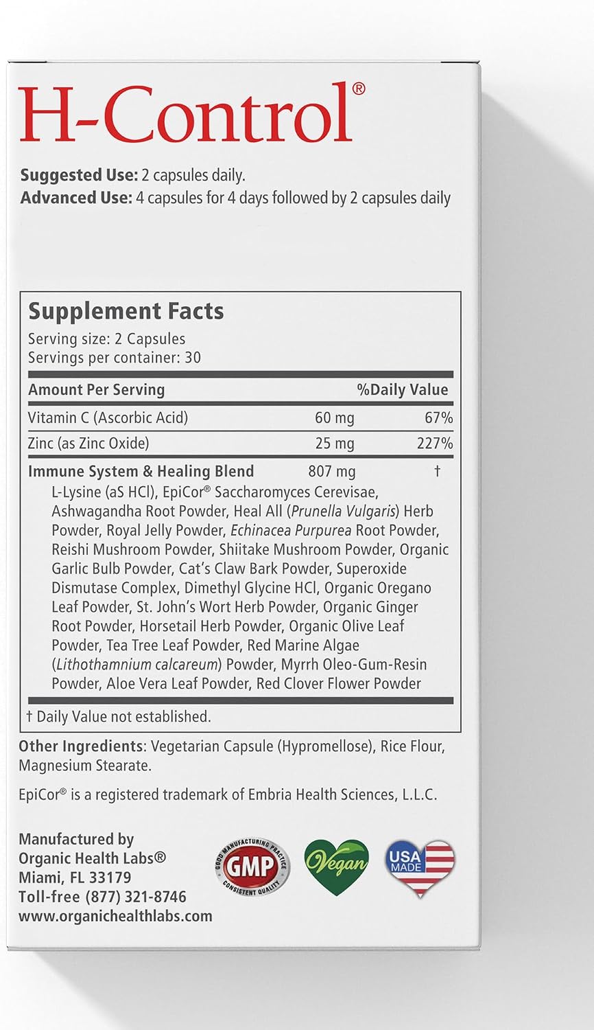 H-Control, Vitamin C with Zinc for Immune Support, 60 Veggie Capsules