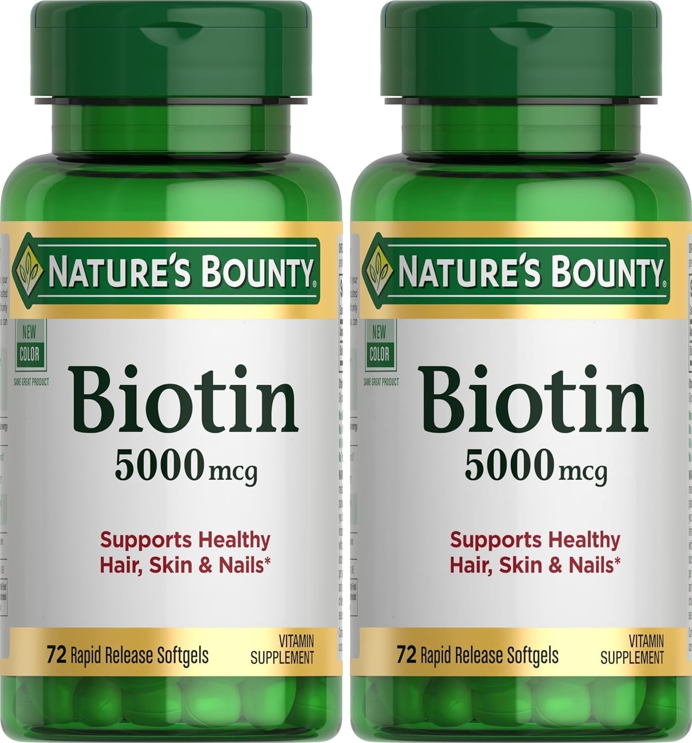 Nature's Bounty Super Potency Biotin 5000 mcg Softgels, 2-Pack