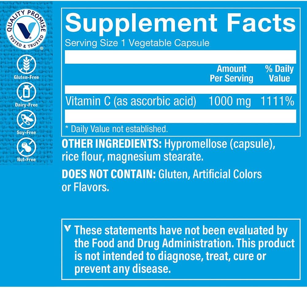 The Vitamin Shoppe C-1000 1,000 mg Vitamin C Supplement with Immune Support – 100 Capsules