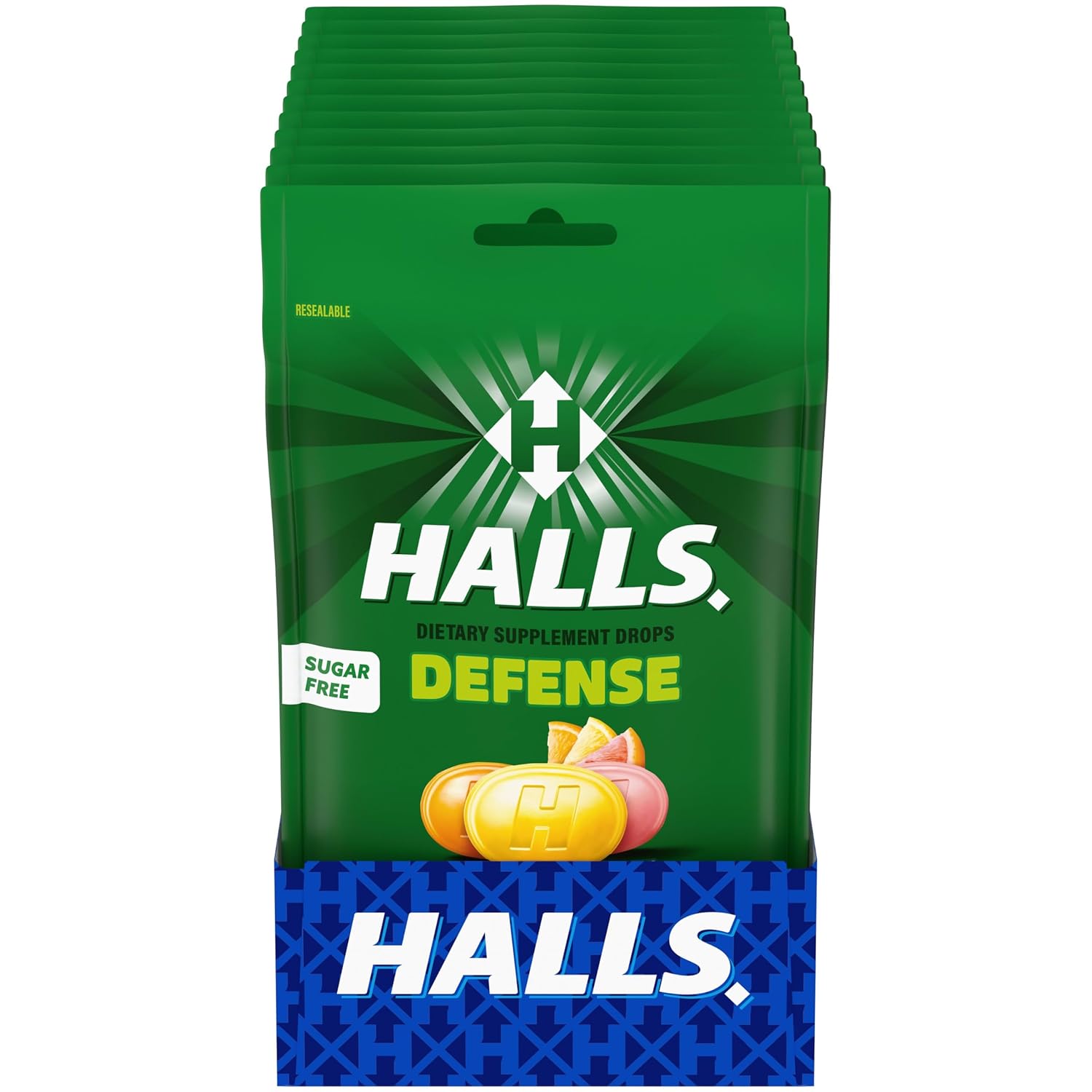 HALLS Defense Vitamin C Drops, Assorted Citrus, Sugar-Free - 300 ct