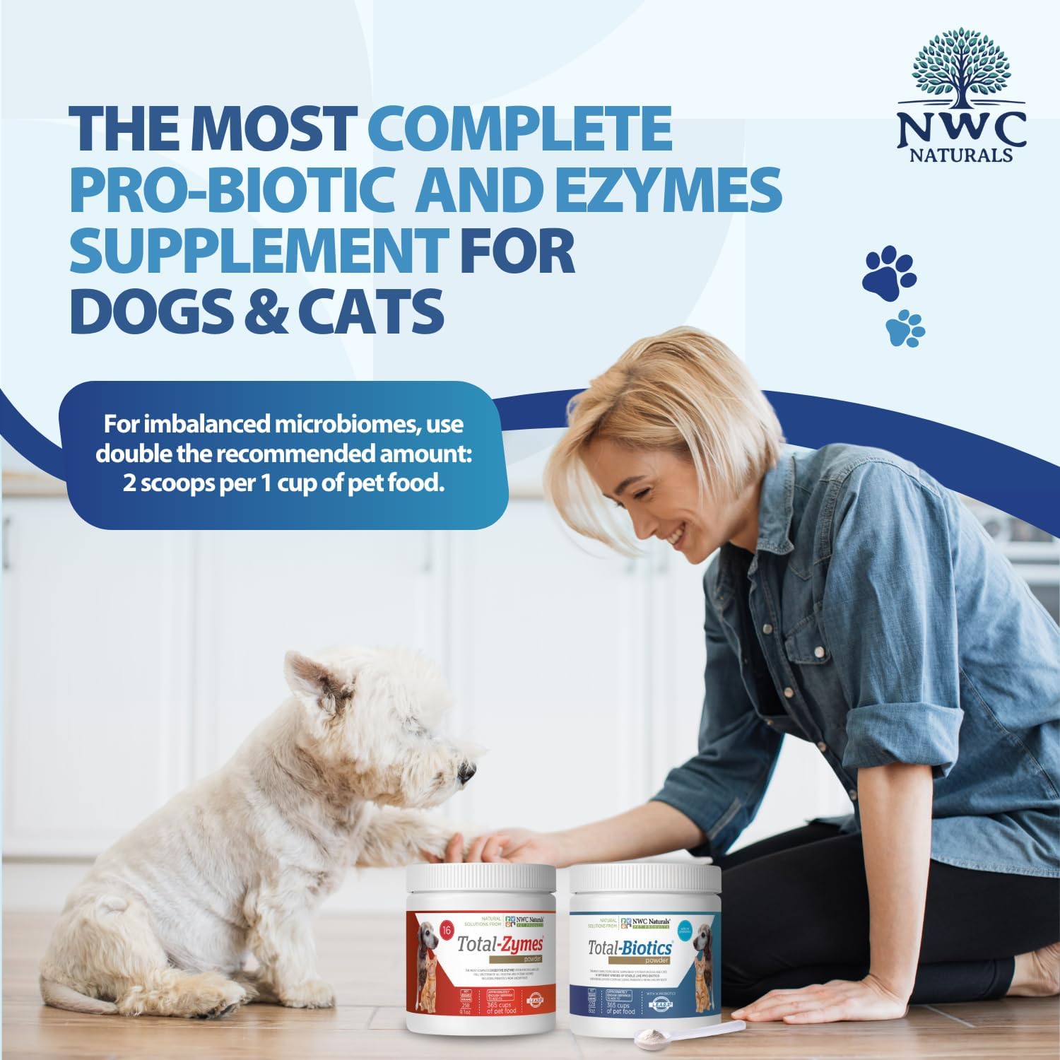 NWC Naturals Total-Digestion Twin Pack – Probiotics & Digestive Enzymes for Dogs and Cats (227 g each)