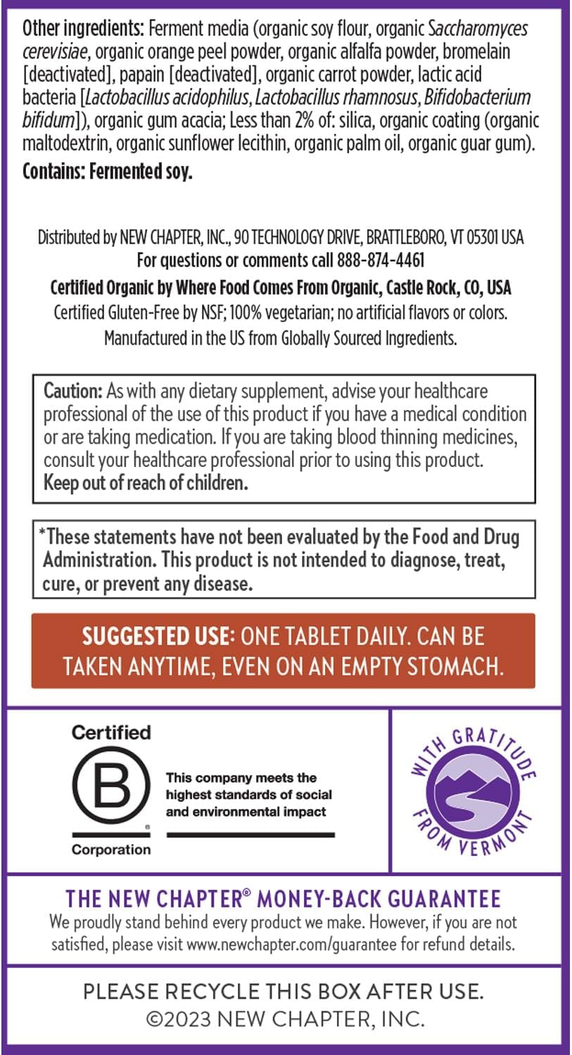 New Chapter Every Man's One Daily Multivitamin - May Help Support Immune, Energy & Bone Health* - Fermented, Organic, Vegetarian - 72 Tablets