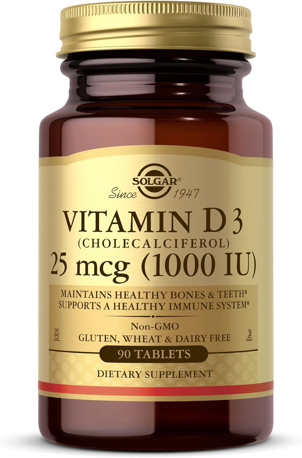Solgar Vitamin D3 (Cholecalciferol) 1000 IU Tablets, 90 Count