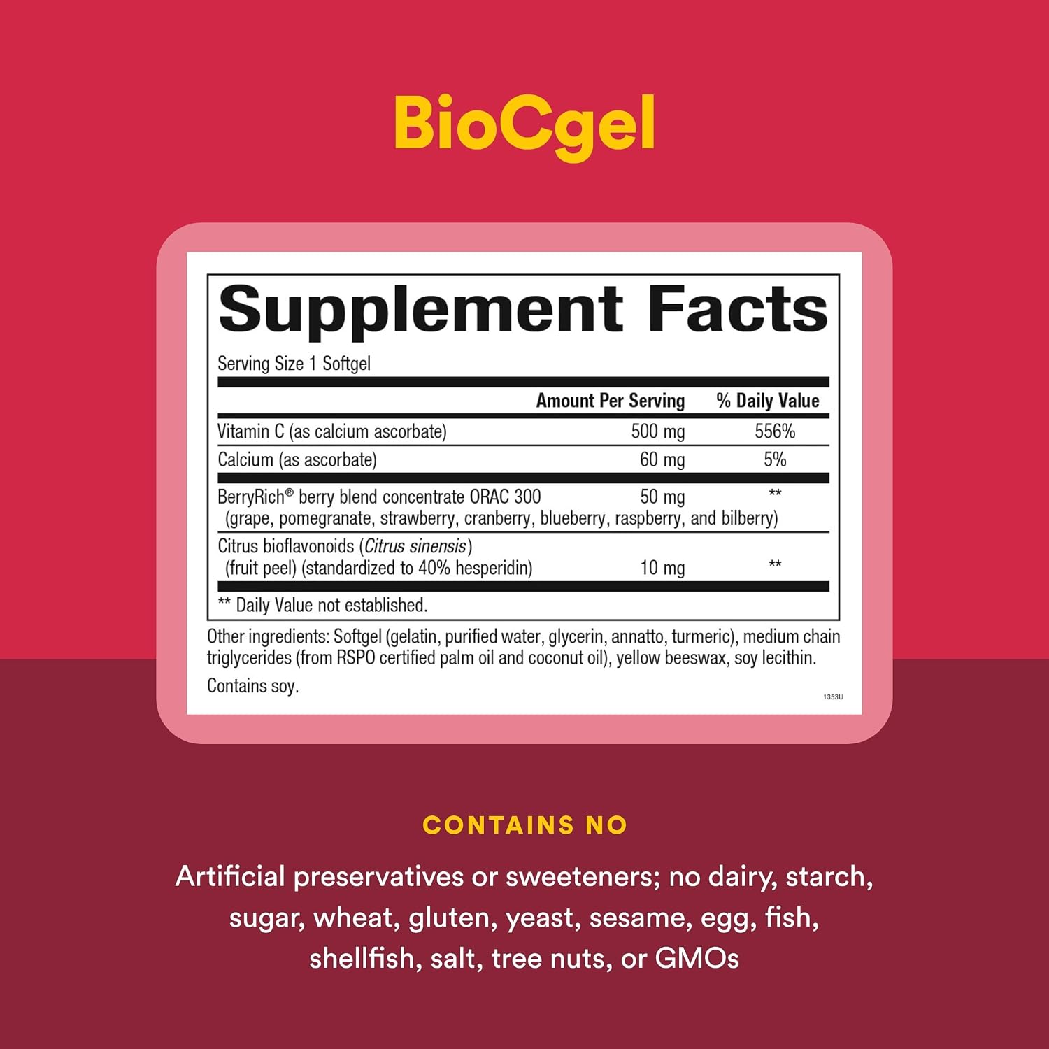 Natural Factors BioCgel Buffered Vitamin C with BerryRich – 90 Softgels