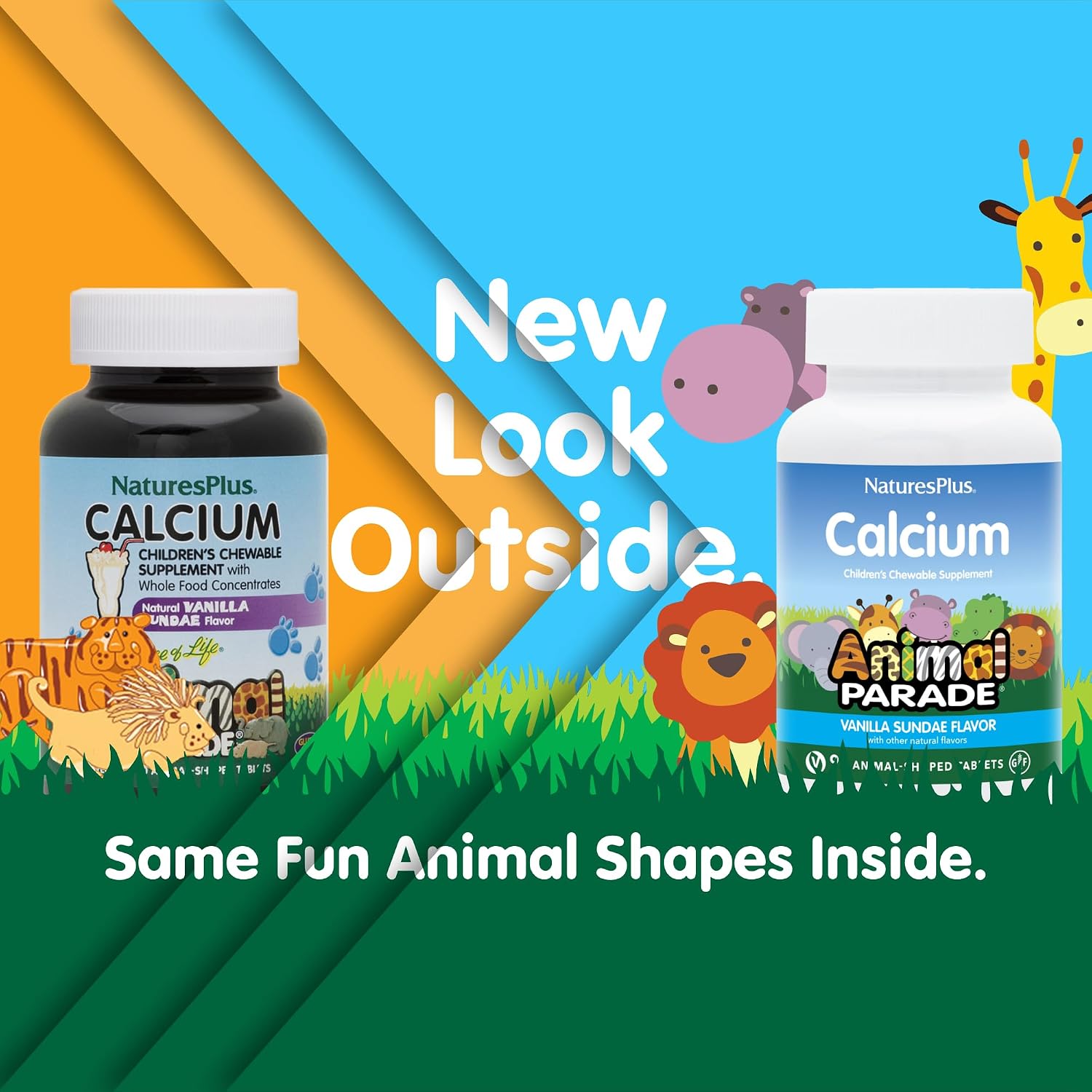 Nature's Plus Animal Parade Calcium – Vanilla Sundae Flavour – 135 Chewable Tablets
