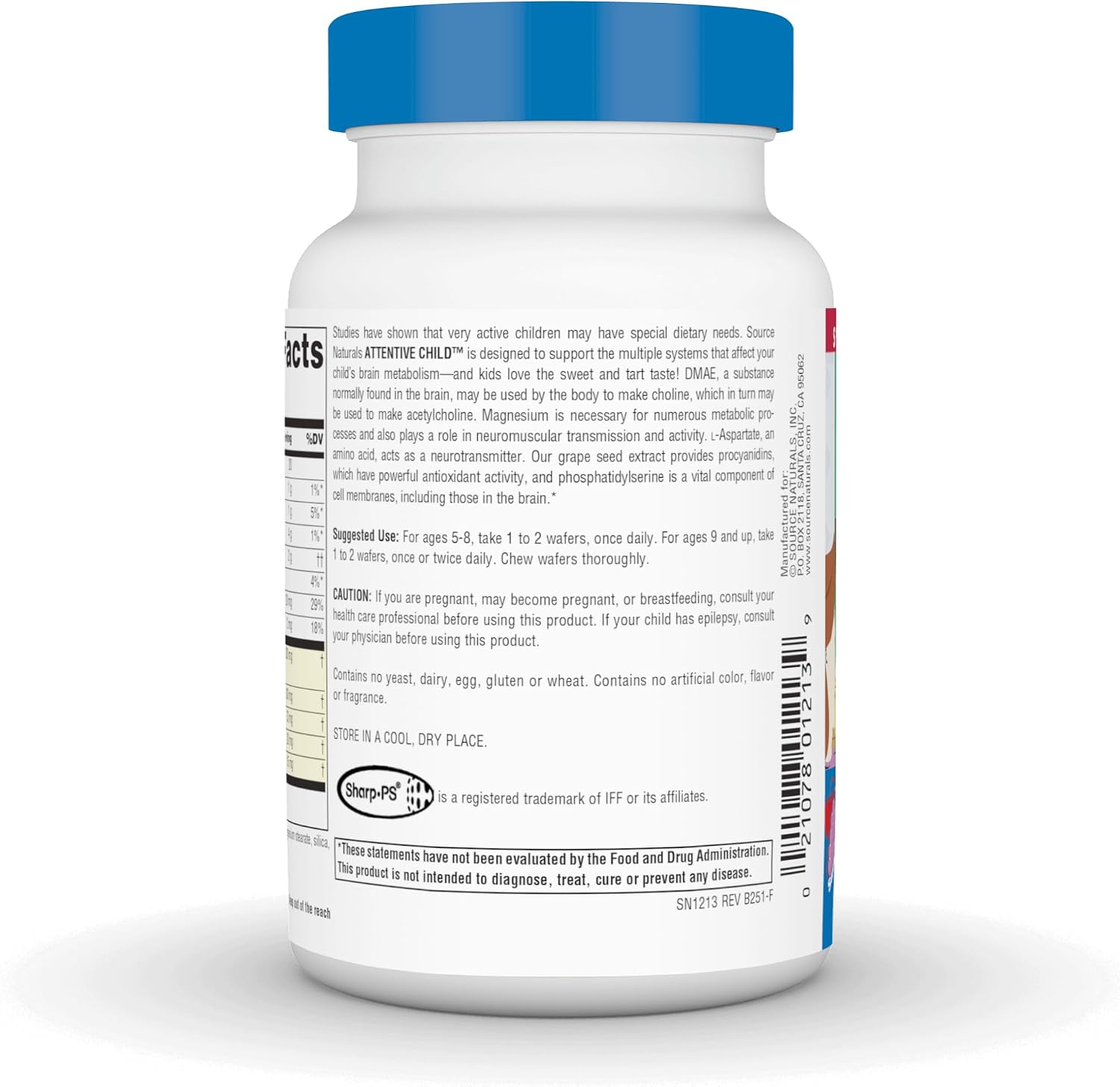 Source Naturals Attentive Child Chewable Wafers – Brain Metabolism Support, 30 Fruit Wafers