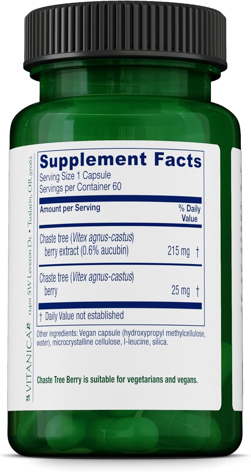 Vitanica Chaste Tree Berry (Vitex Extract Plus) – Vegan, 60 Capsules