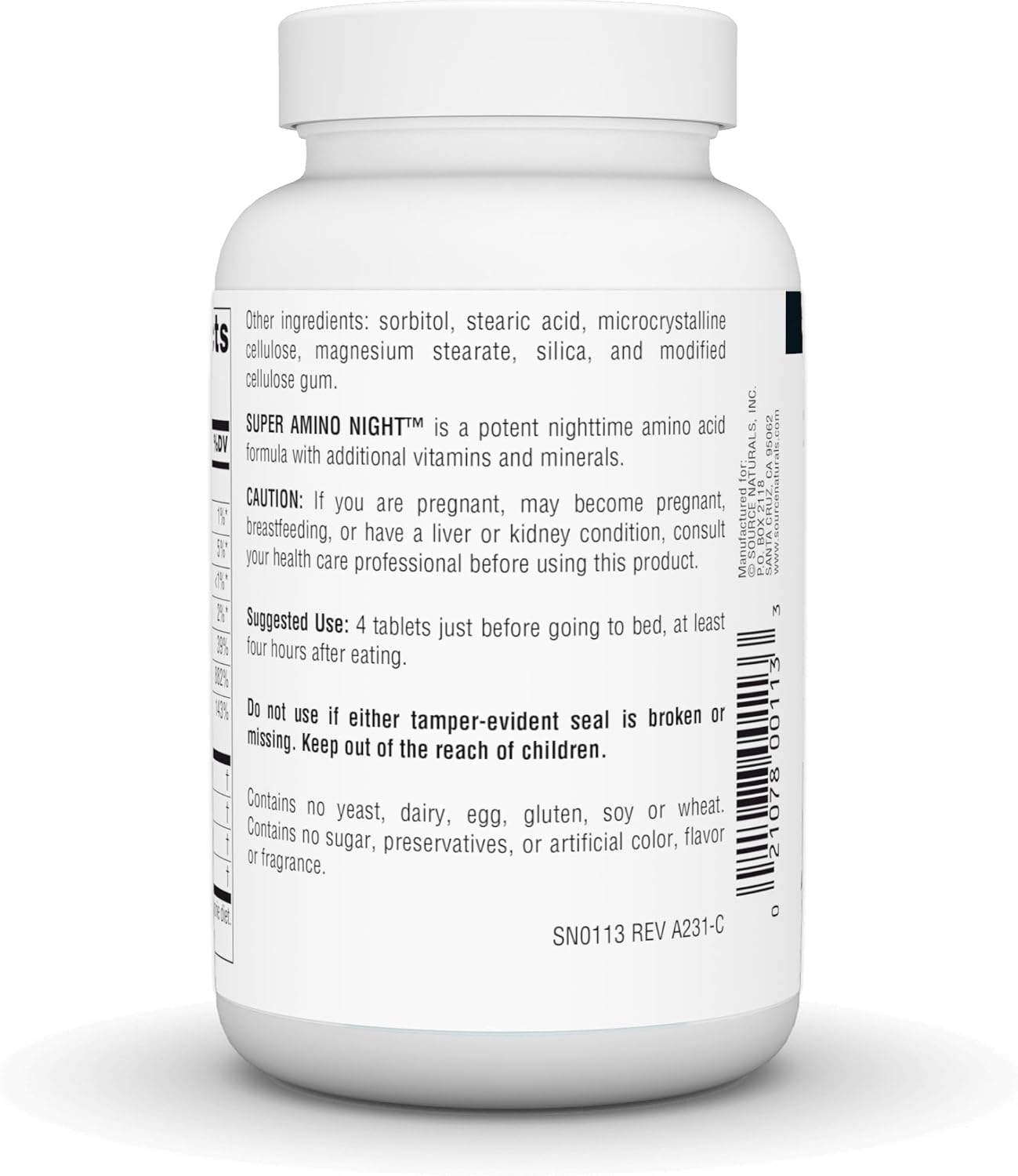 Source Naturals Super Amino Night - Advanced Amino Acid Formula - 120 Tablets
