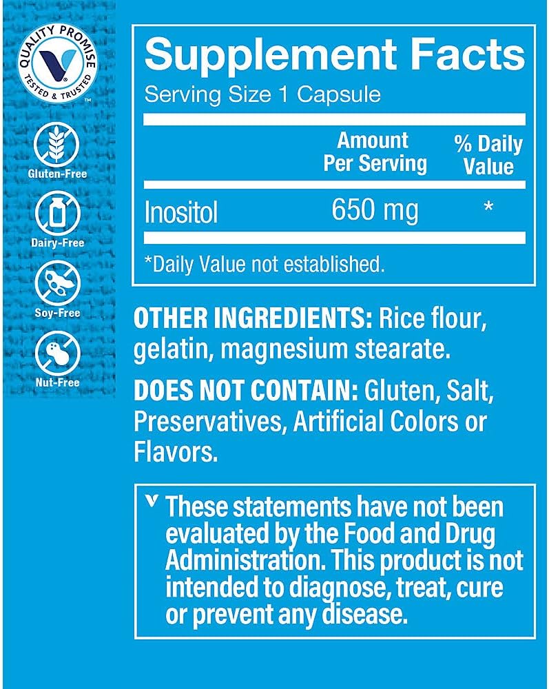 The Vitamin Shoppe Inositol 650 mg Capsules - 100 Count