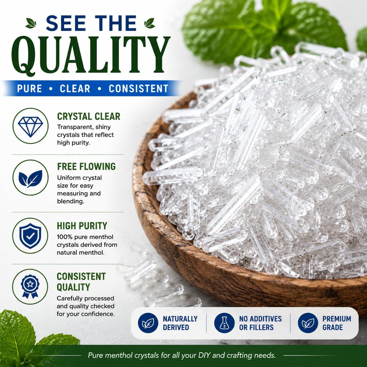 GreenHealth Premium Menthol Crystals – 454 g (16 oz) – 100% Pure Natural